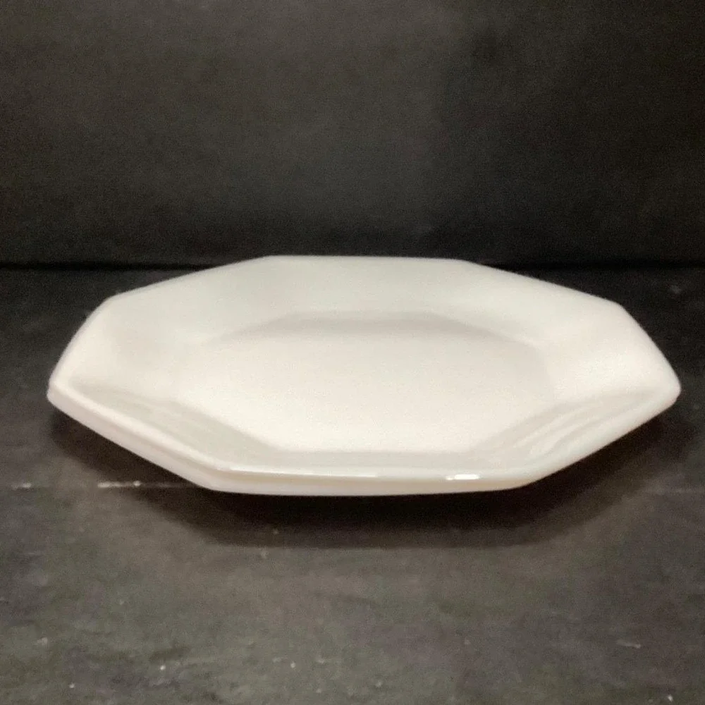 Arcopal France Novoctime White Milk Glass Dinner Plates, Set of 2 Vintage Dishes